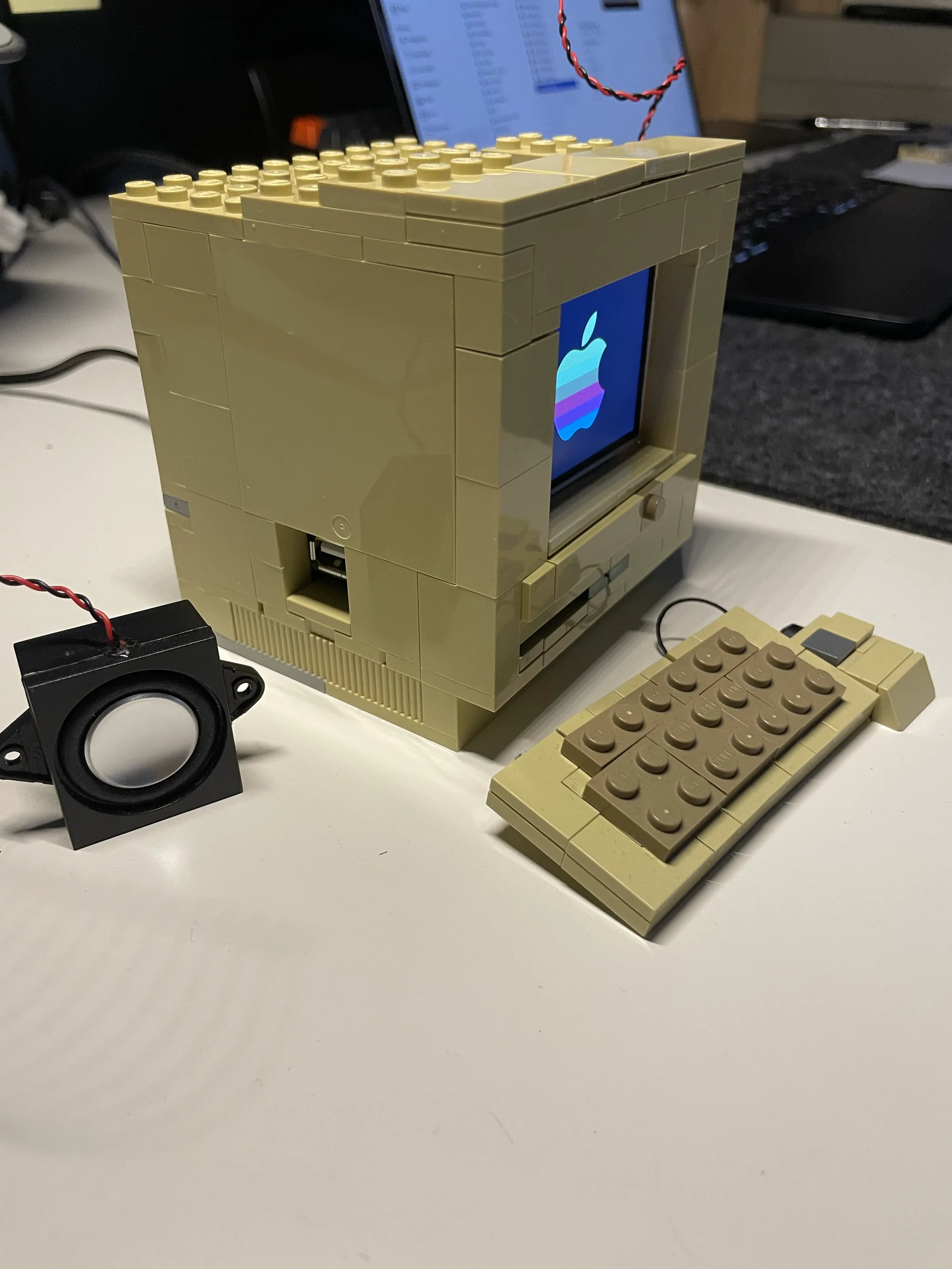 Assembled cream Lego Mac